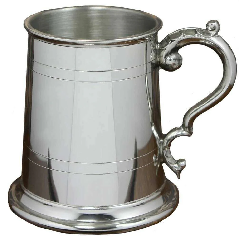 English Pewter Company 1/2 Straight Georgian Handle Tankard - Silver - Image 3