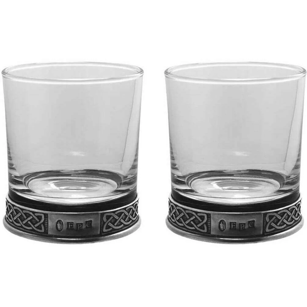 English Pewter Company 11oz Double Celtic Tubler Set - Clear/Silver