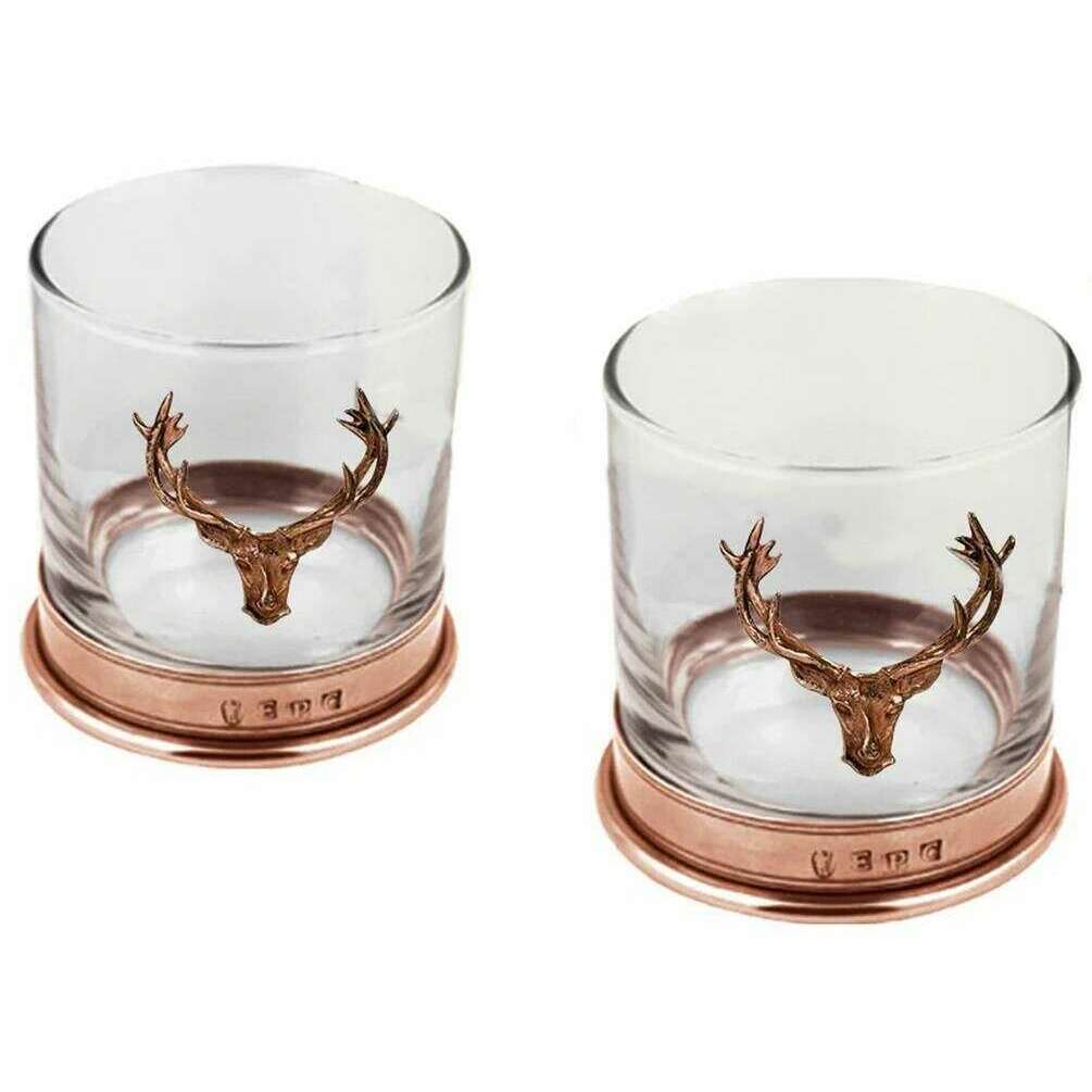 English Pewter Company 11oz Double Copper Stag Tumbler Set - Clear/Rose Gold