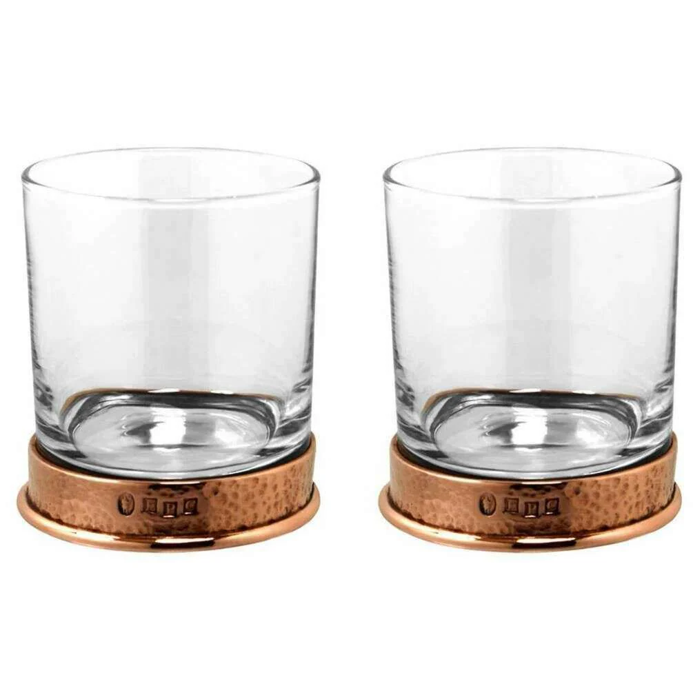 English Pewter Company 11oz Double Hammered Tumbler Set - Clear/Rose Gold