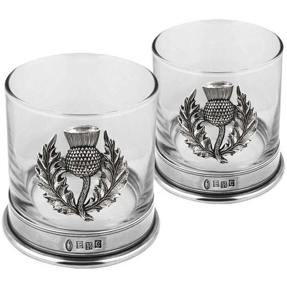 English Pewter Company 11oz Double Thistle Tumbler Set - Silver