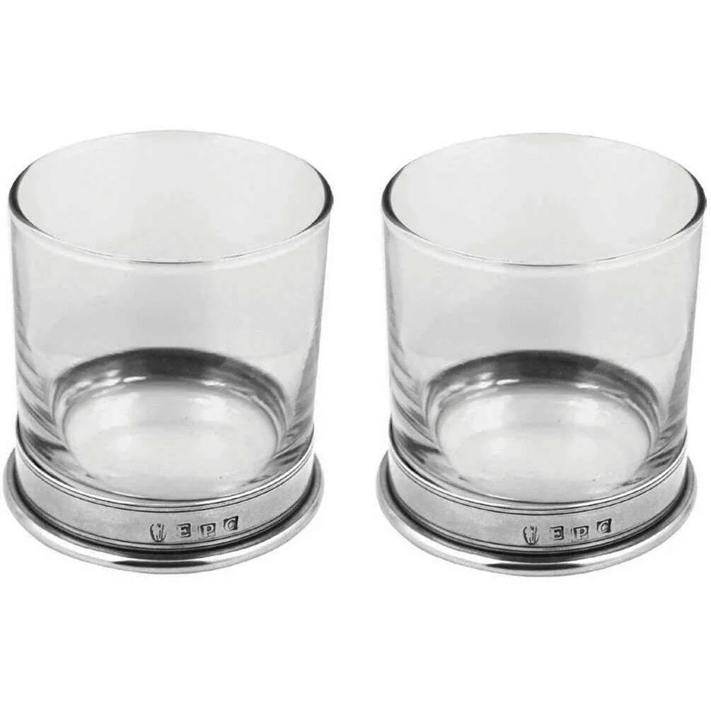 English Pewter Company 11oz Double Vogue Tumbler Set - Clear/Silver