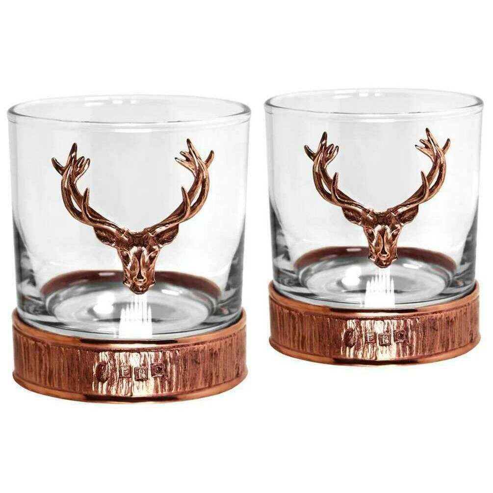 English Pewter Company 11oz Majestic Stag Double Tumbler Set - Copper Orange/Clear