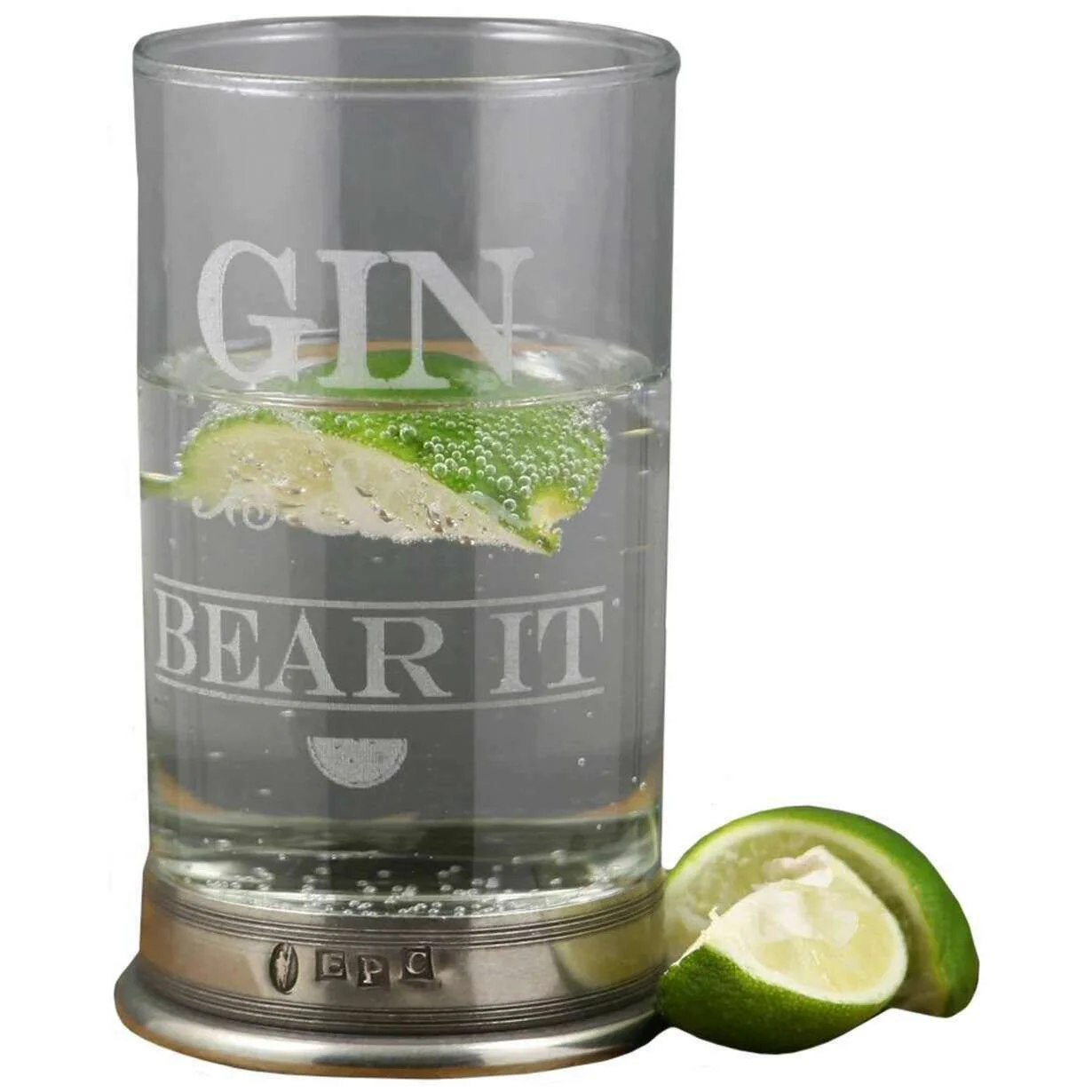 English Pewter Company 12oz Gin and Bear It Single Gin Highball Glass - Clear - Image 2