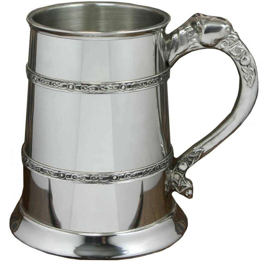 English Pewter Company 1pt Celtic Lion Handle Tankard - Silver - Image 3