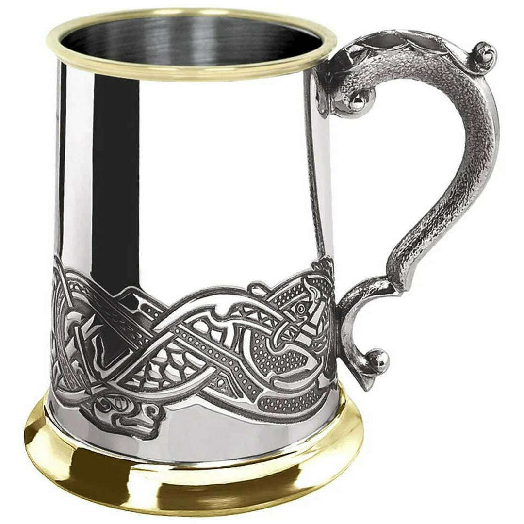English Pewter Company 1pt Celtic Tankard - Silver/Gold
