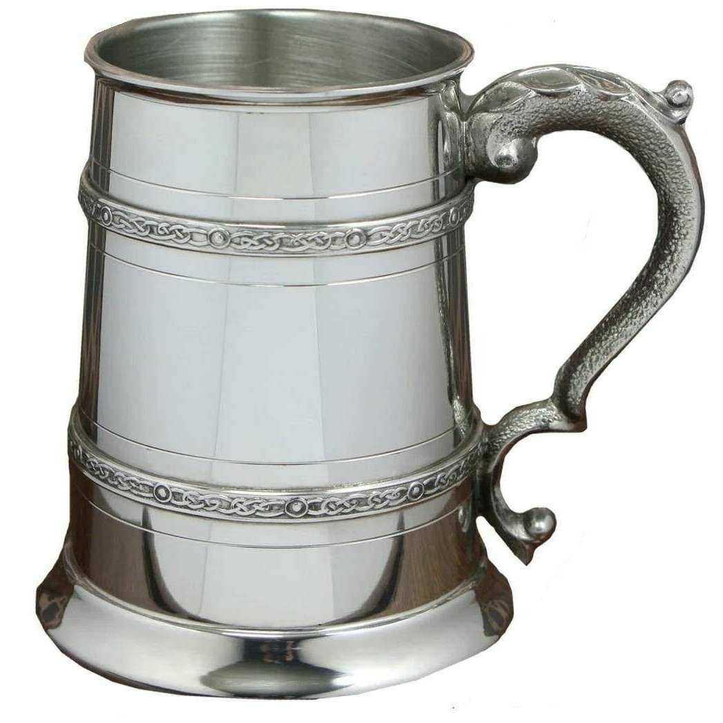 English Pewter Company 1pt Double Celtic Tankard - Silver - Image 3