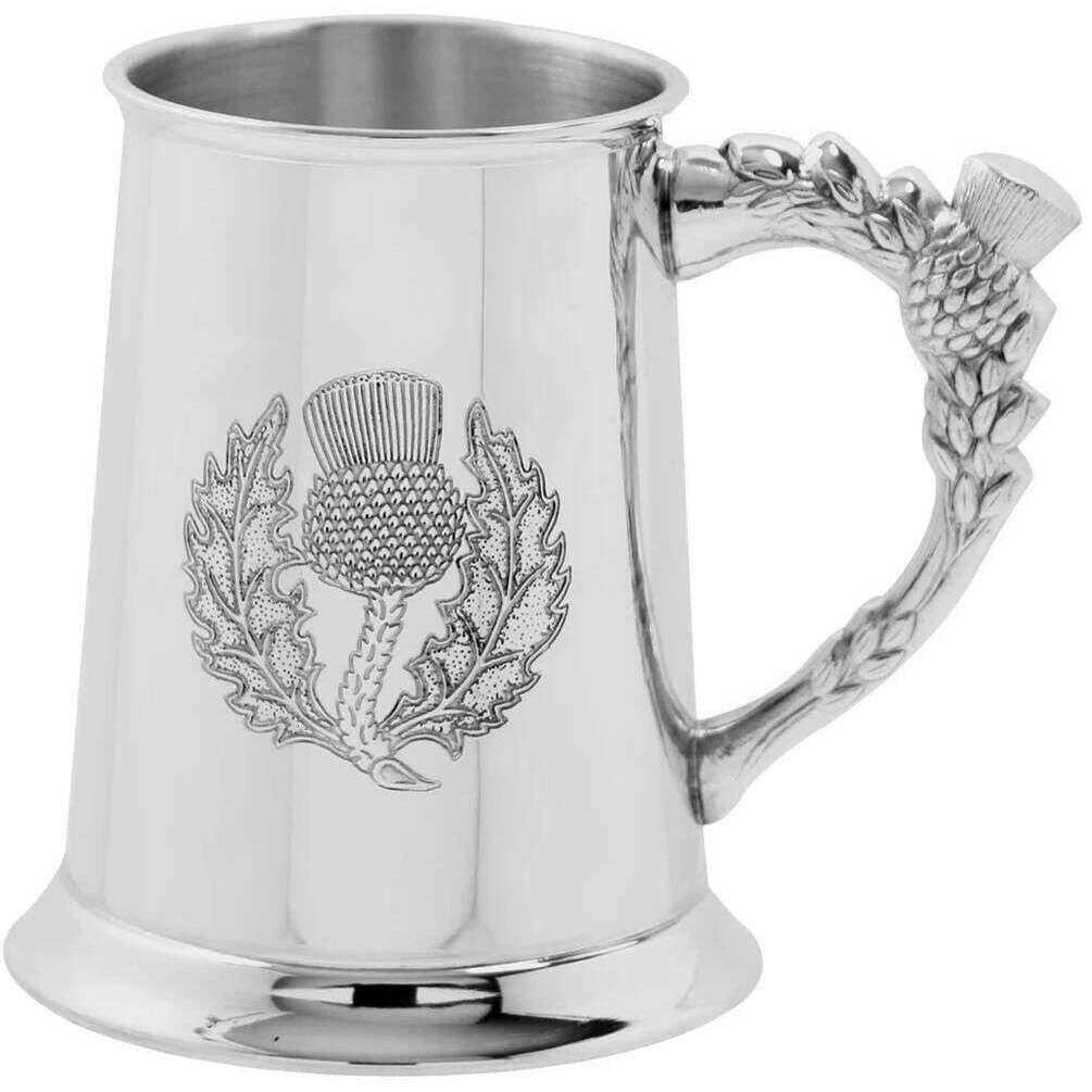 English Pewter Company 1pt Embossed Thistle Tankard - Silver