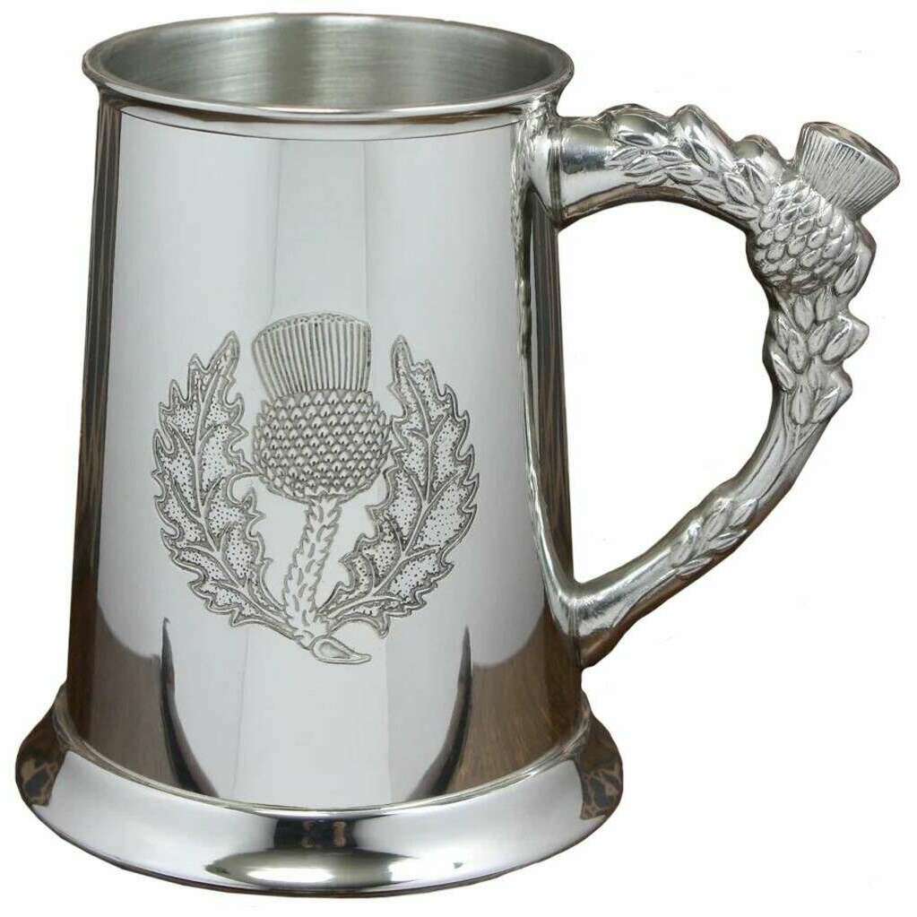 English Pewter Company 1pt Embossed Thistle Tankard - Silver - Image 3