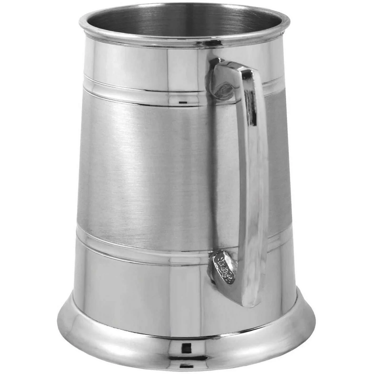 English Pewter Company 1pt Groove Satin Band Tankard - Silver - Image 2