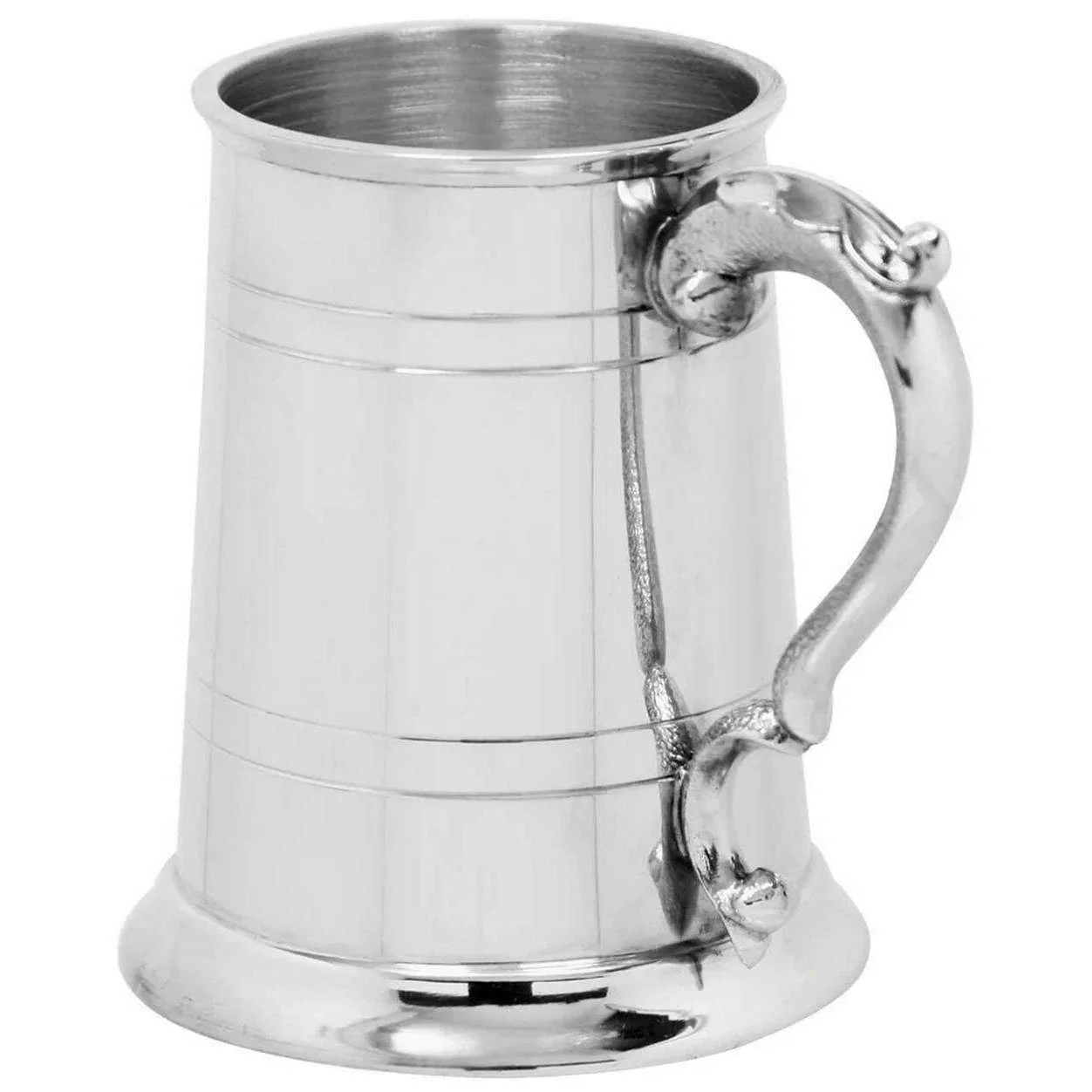 English Pewter Company 1pt Straight Georgian Handle Tankard - Silver - Image 2