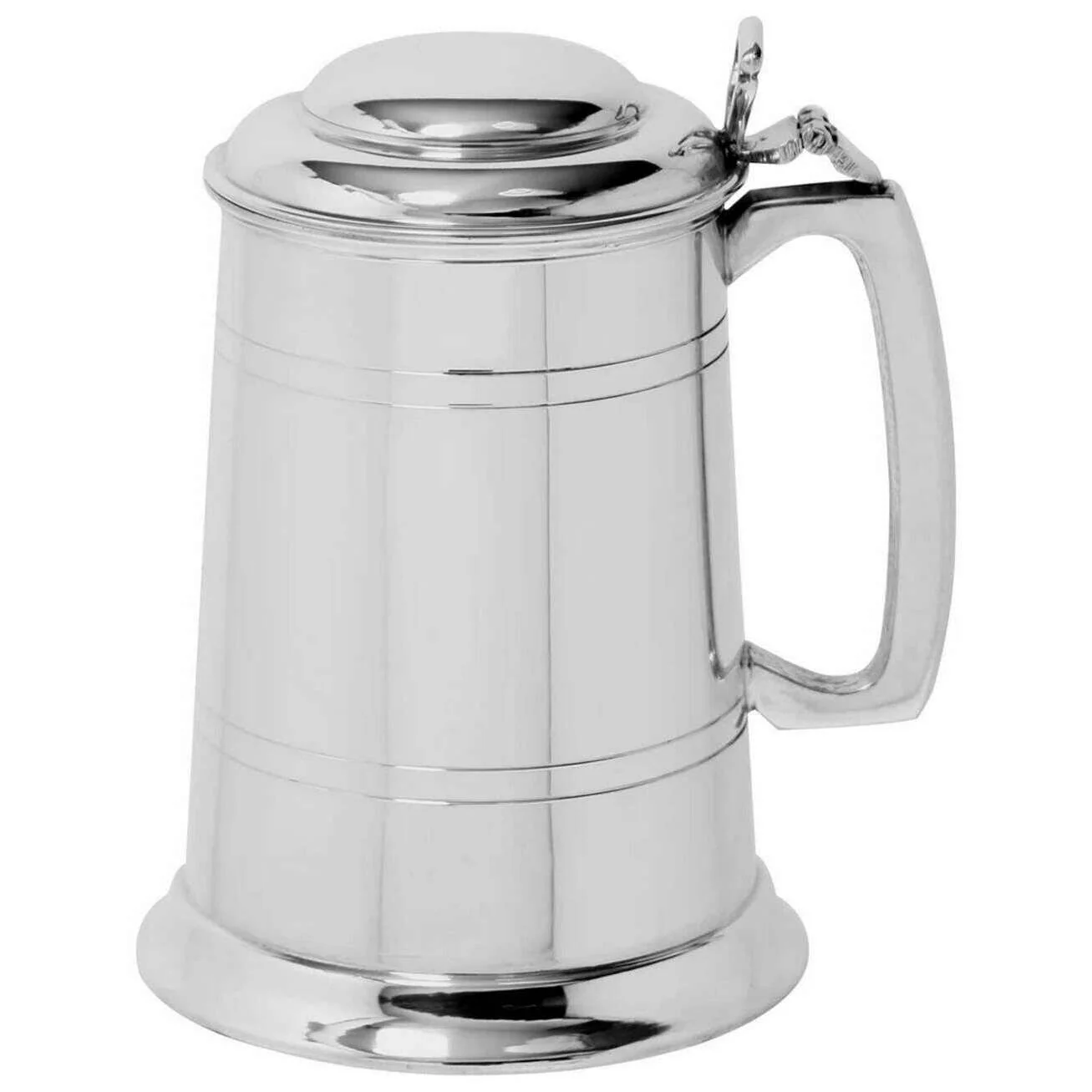English Pewter Company 1pt Straight Lid Tankard - Silver