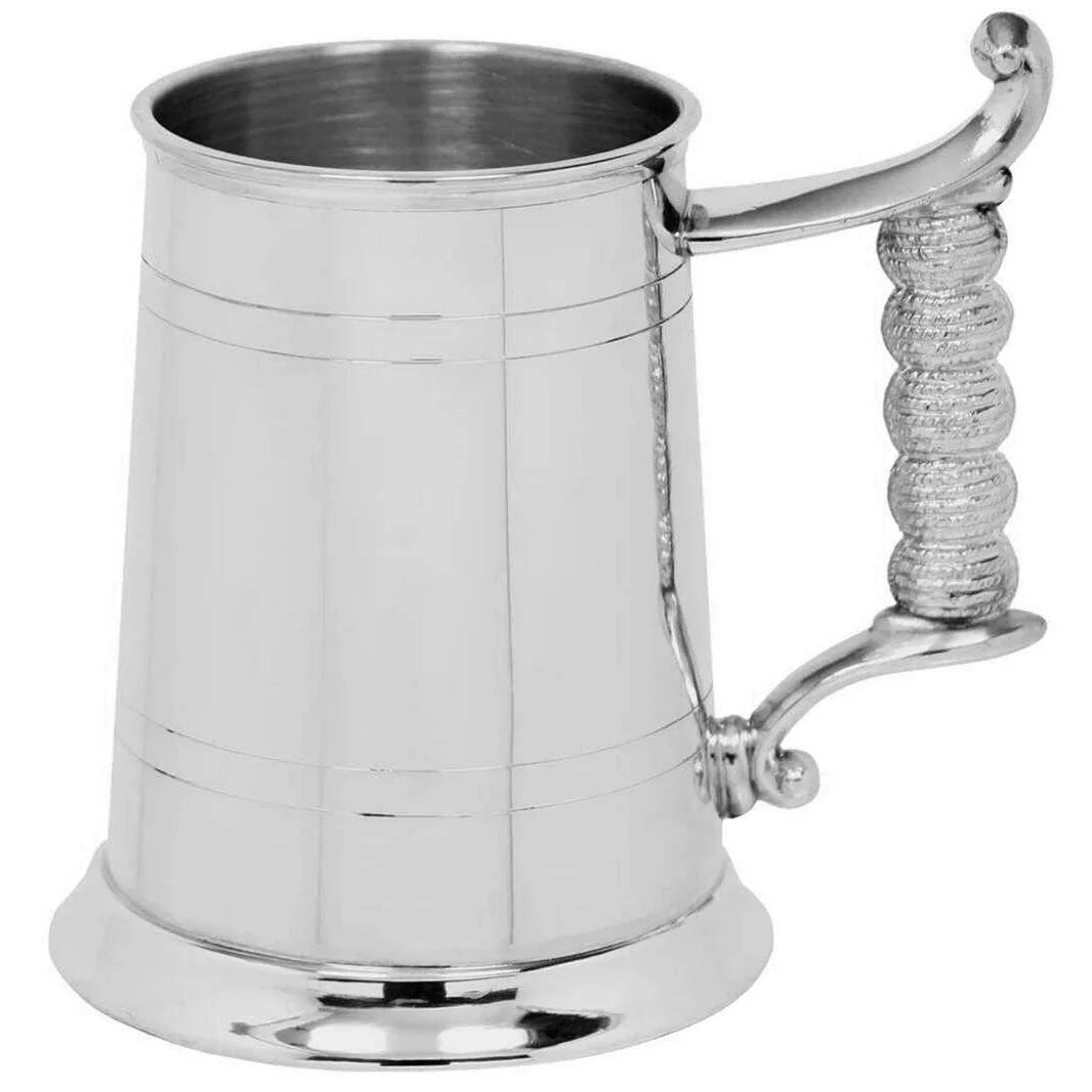English Pewter Company 1pt Straight Rope Handle Tankard - Silver