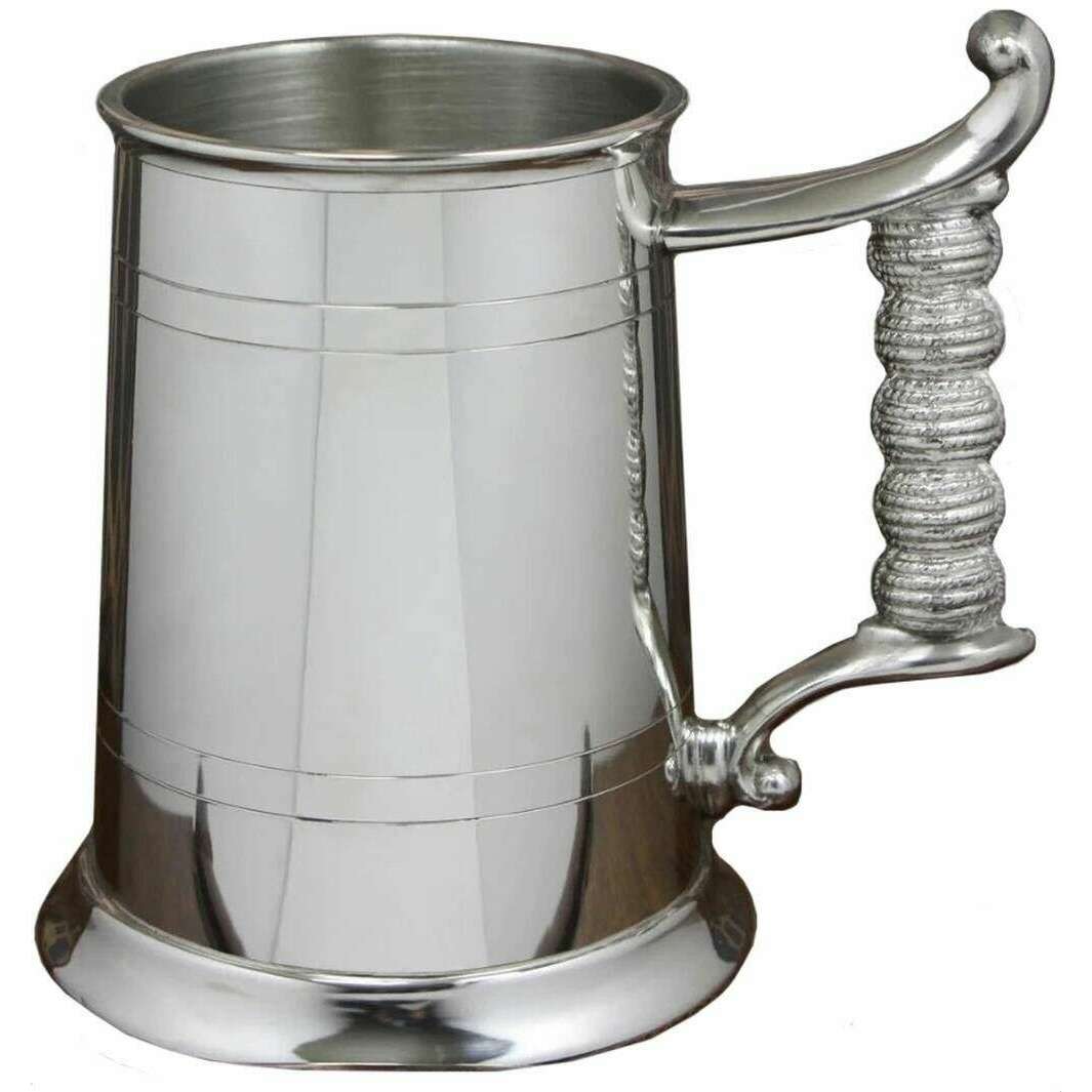 English Pewter Company 1pt Straight Rope Handle Tankard - Silver - Image 3