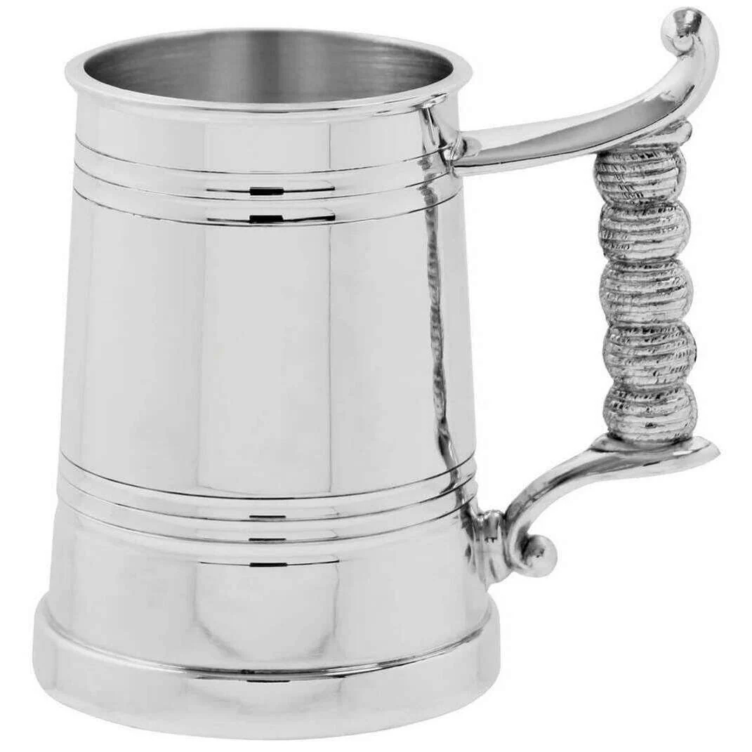 English Pewter Company 1pt Worcester Rope Handle Tankard - Silver