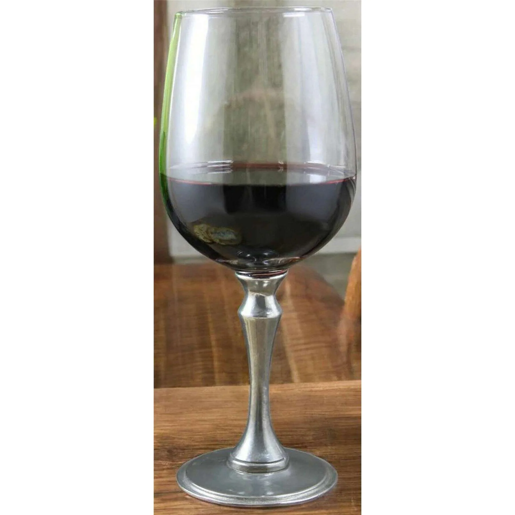 English Pewter Company 350ml Double Vogue Wine Glass Set - Clear/Silver - Image 2