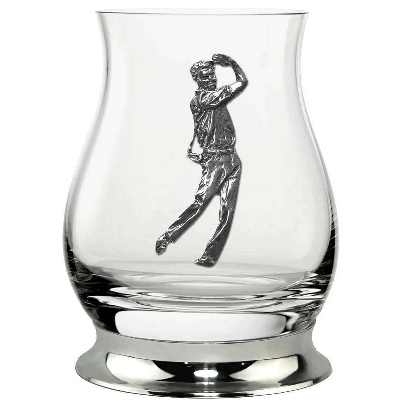English Pewter Company 350ml Pewter Glencairn Golfer Whisky Mixer Glass - Clear/Silver