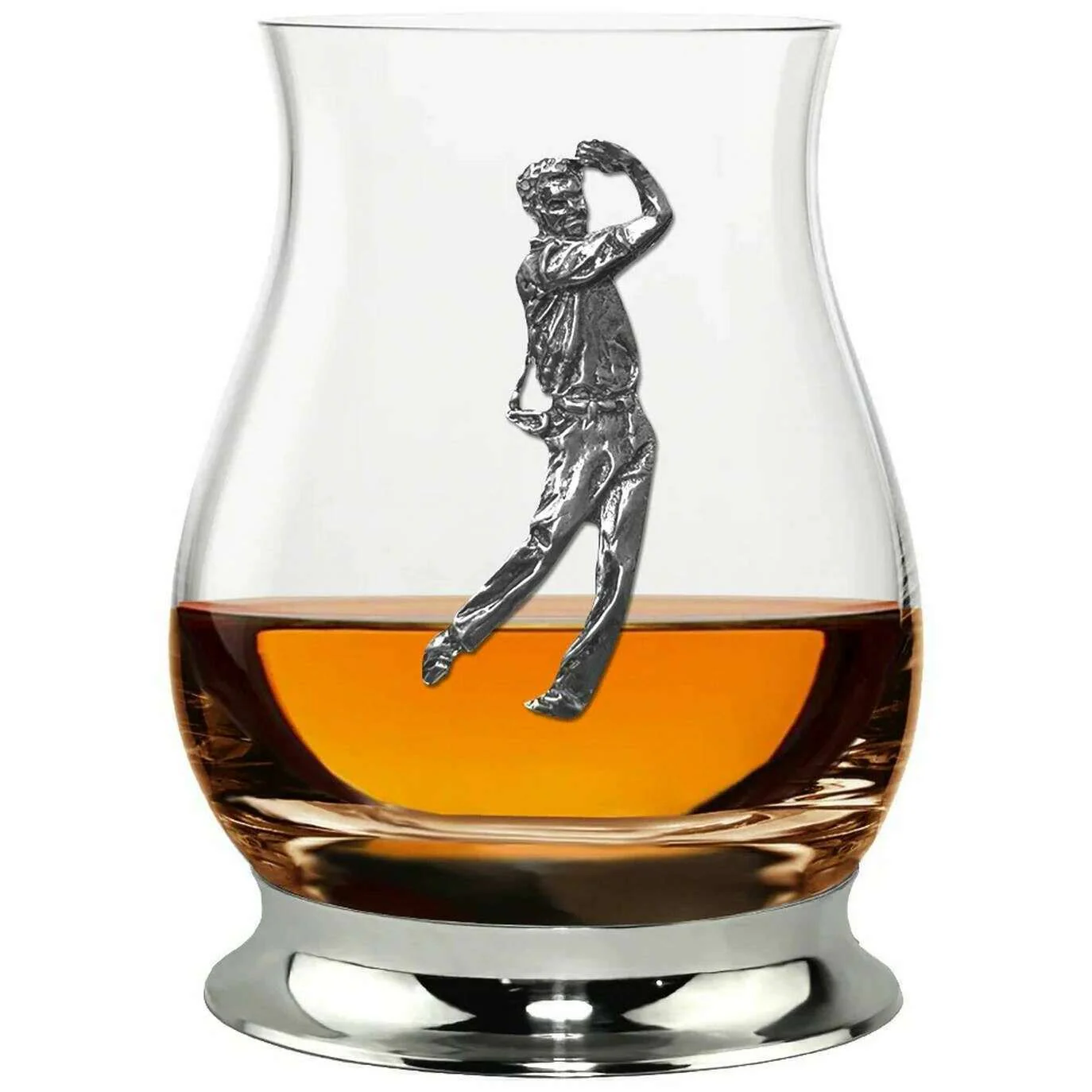 English Pewter Company 350ml Pewter Glencairn Golfer Whisky Mixer Glass - Clear/Silver - Image 2