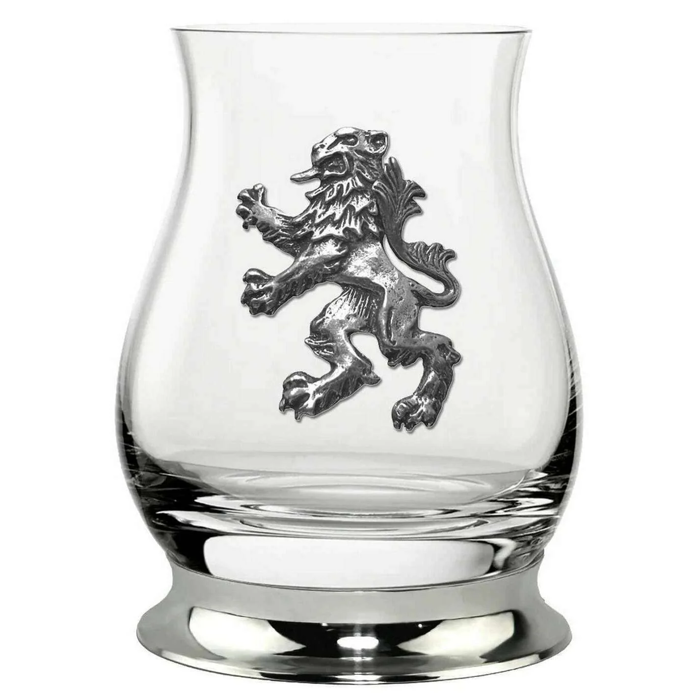 English Pewter Company 350ml Pewter Glencairn Rampant Lion Whisky Mixer Glass - Clear/Silver