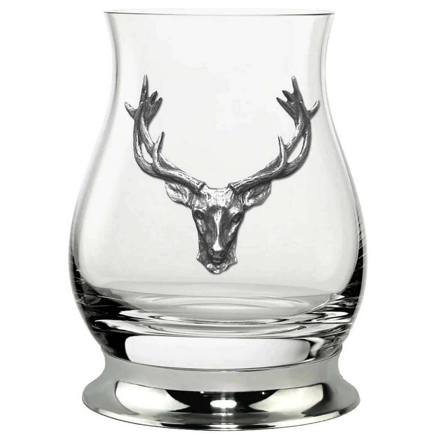 English Pewter Company 350ml Pewter Glencairn Stag Whisky Mixer Glass - Clear/Silver