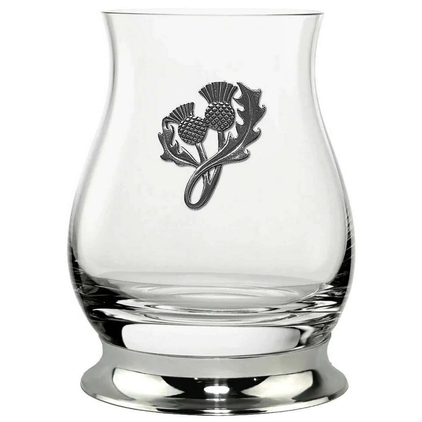 English Pewter Company 350ml Pewter Glencairn Thistle Whisky Mixer Glass - Clear/Silver