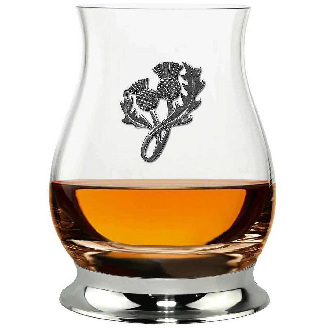 English Pewter Company 350ml Pewter Glencairn Thistle Whisky Mixer Glass - Clear/Silver - Image 2