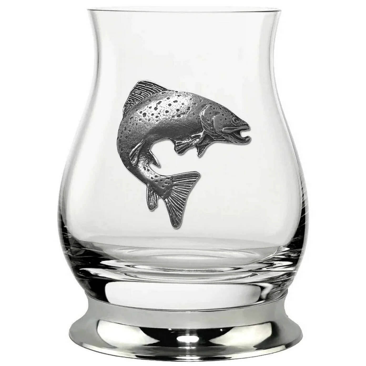 English Pewter Company 350ml Pewter Glencairn Trout Whisky Mixer Glass - Clear/Silver