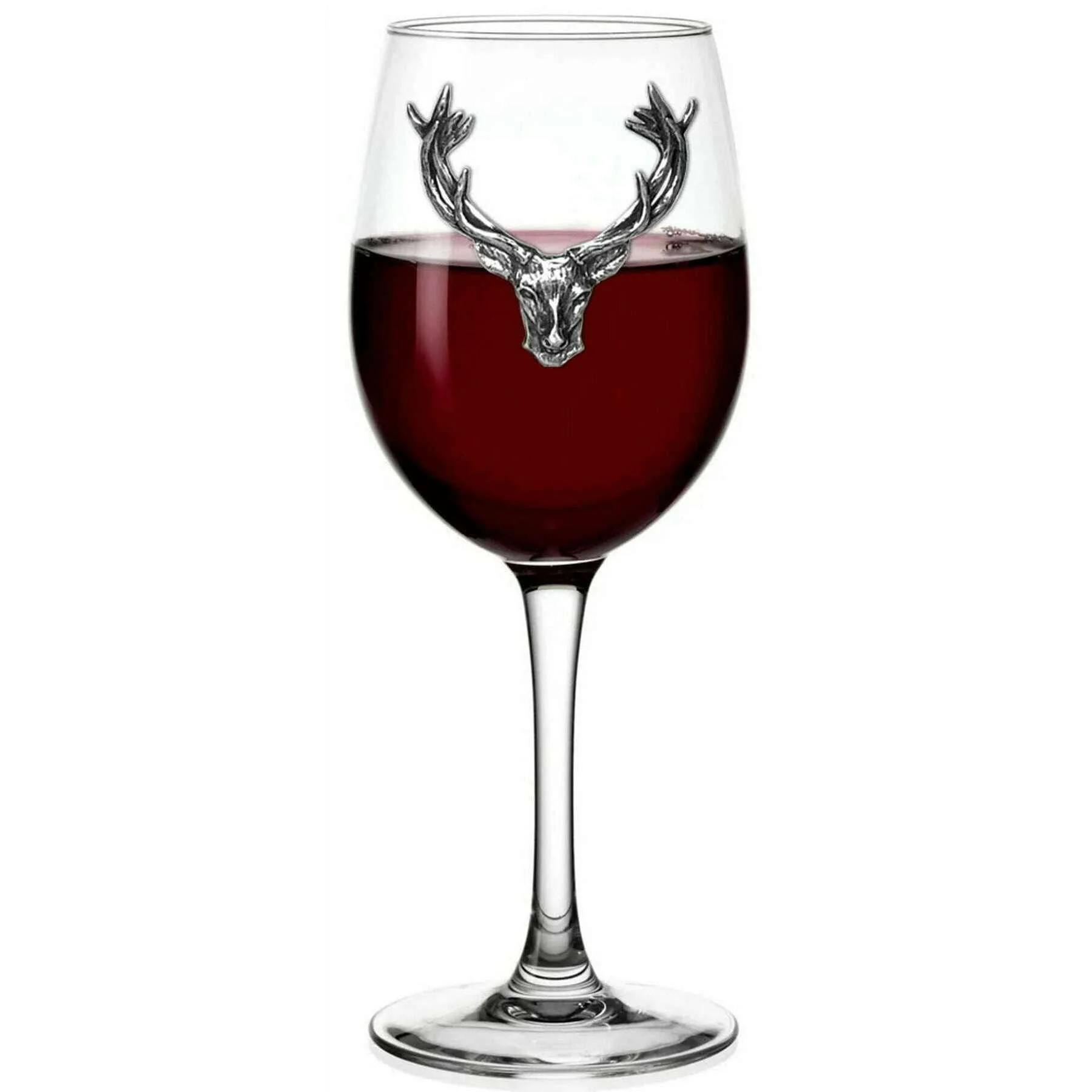 English Pewter Company 350ml Stag Wine Glass - Clear/Silver