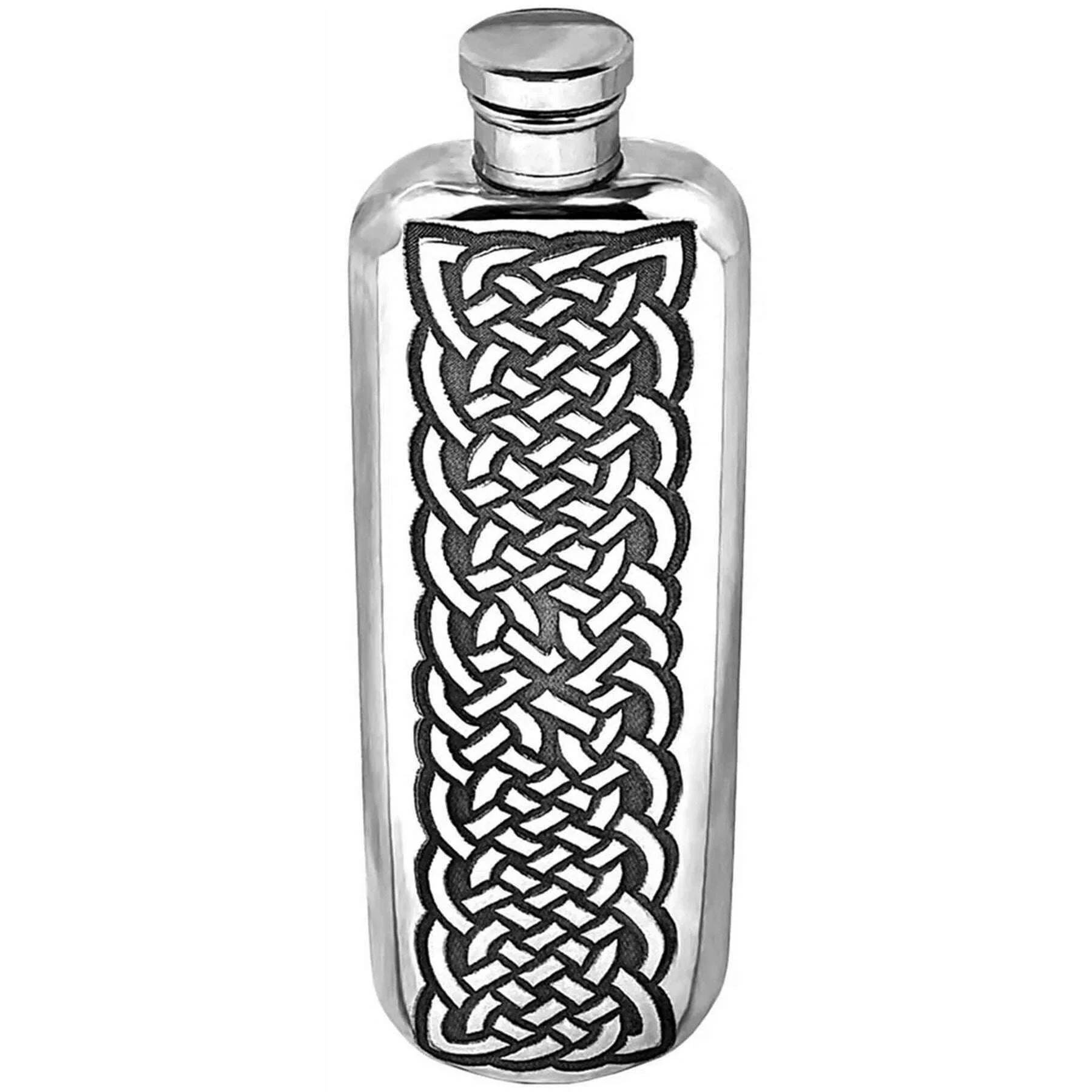 English Pewter Company 3oz Celtic Top Pocket Flask - Silver