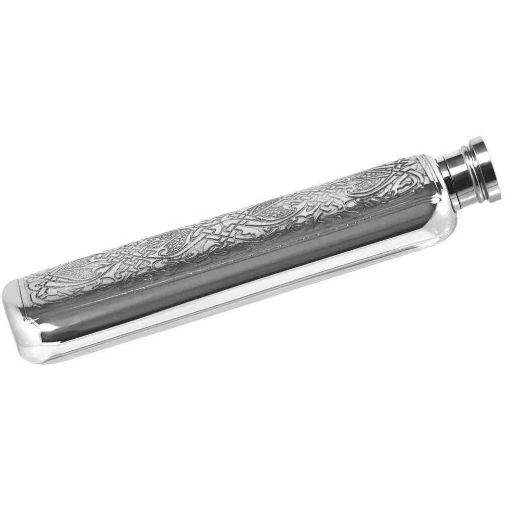 English Pewter Company 3oz Celtic Top Pocket Flask - Silver - Image 2