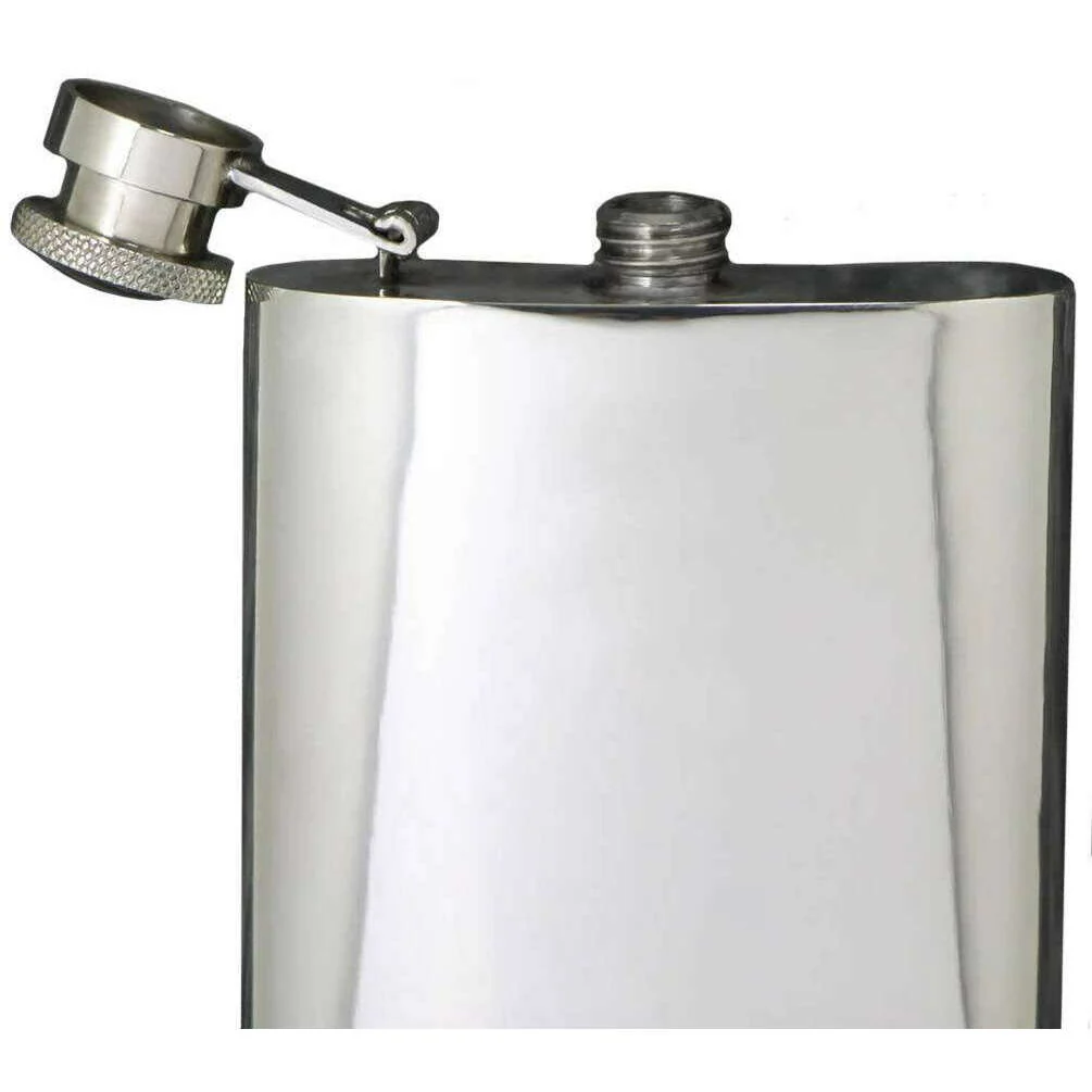 English Pewter Company 4oz Plain Captive Top Flask - Silver - Image 2