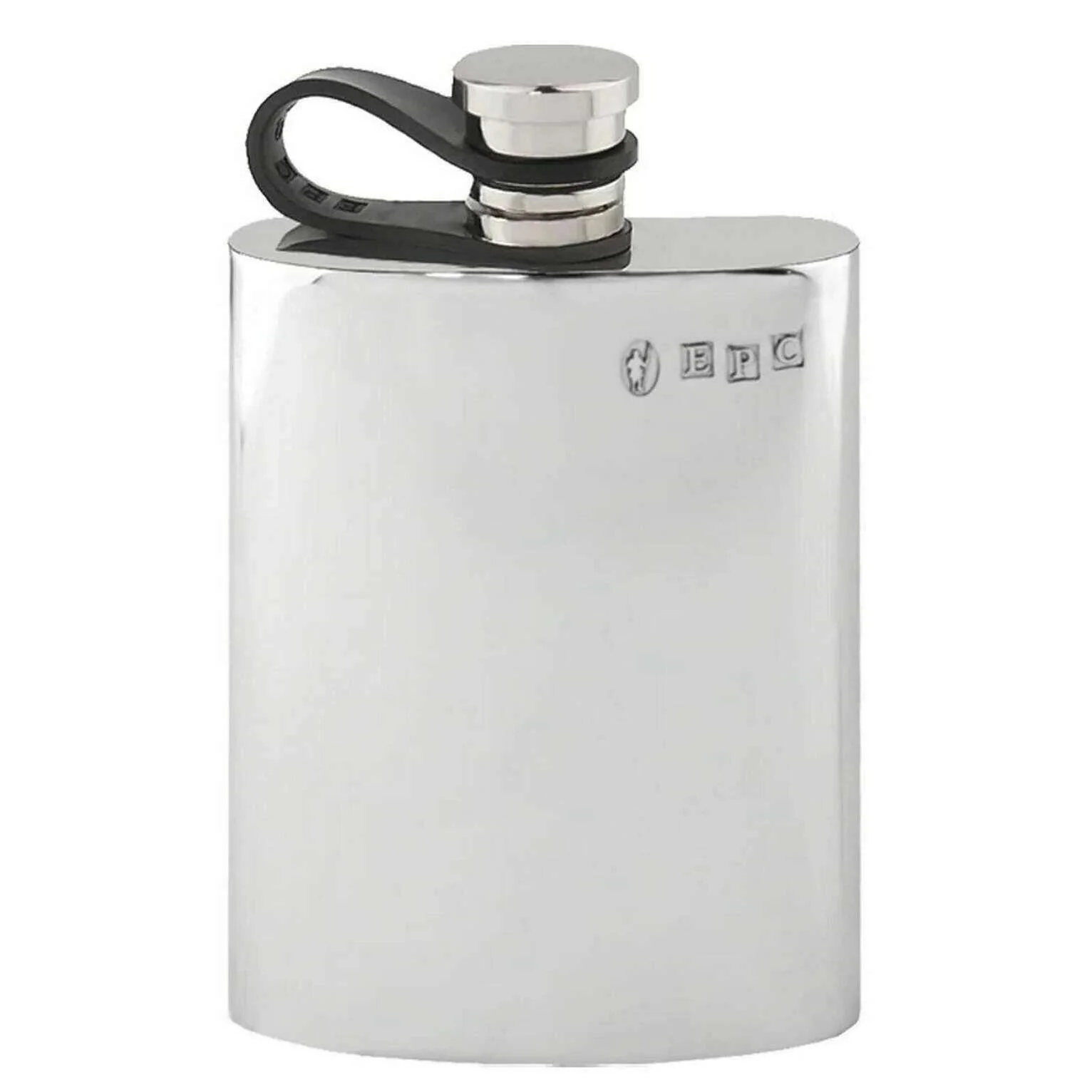 English Pewter Company 4oz Plain Flexi Cap Hip Flask - Silver