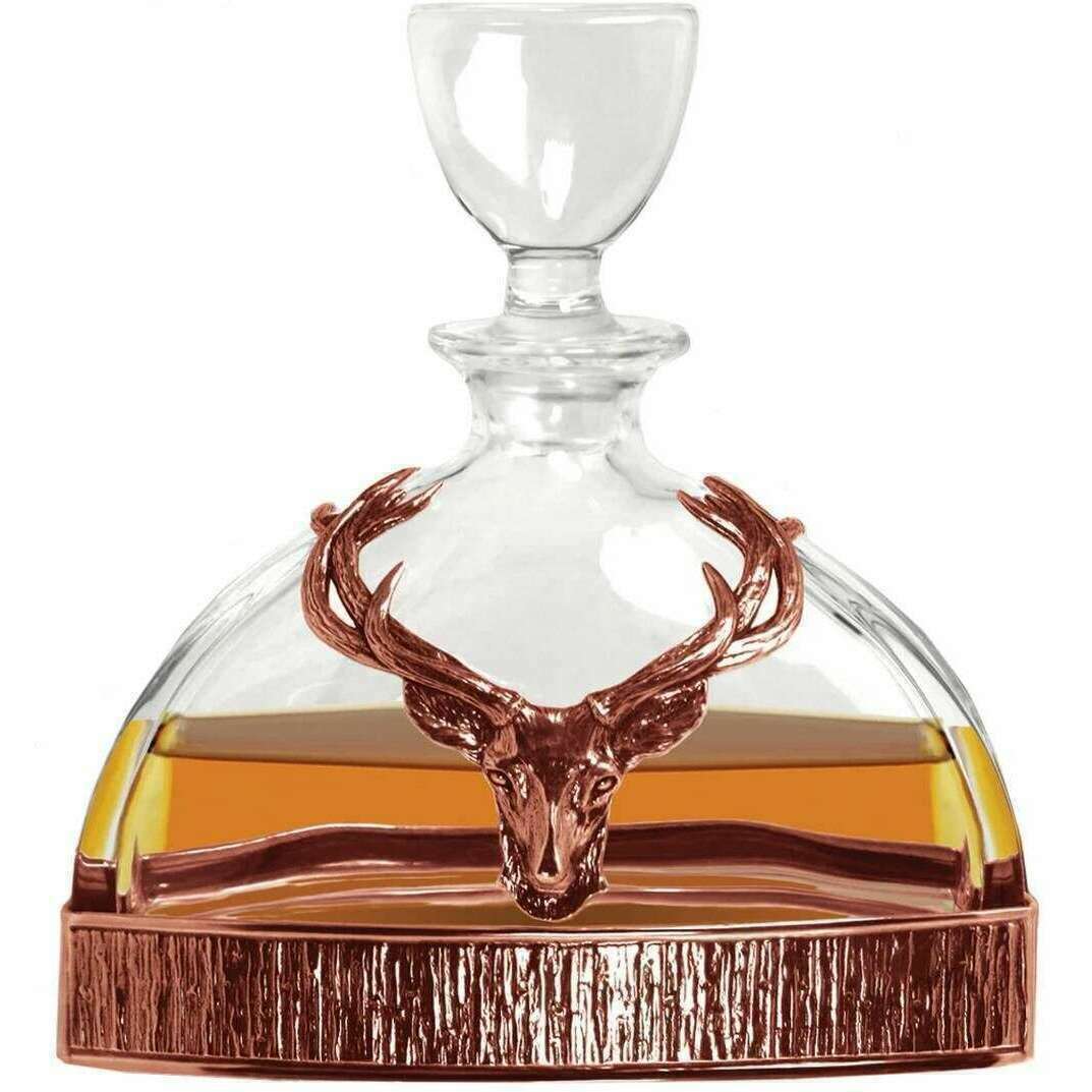 English Pewter Company 570ML Majestic Stag Decanter - Copper Orange/Clear - Image 3