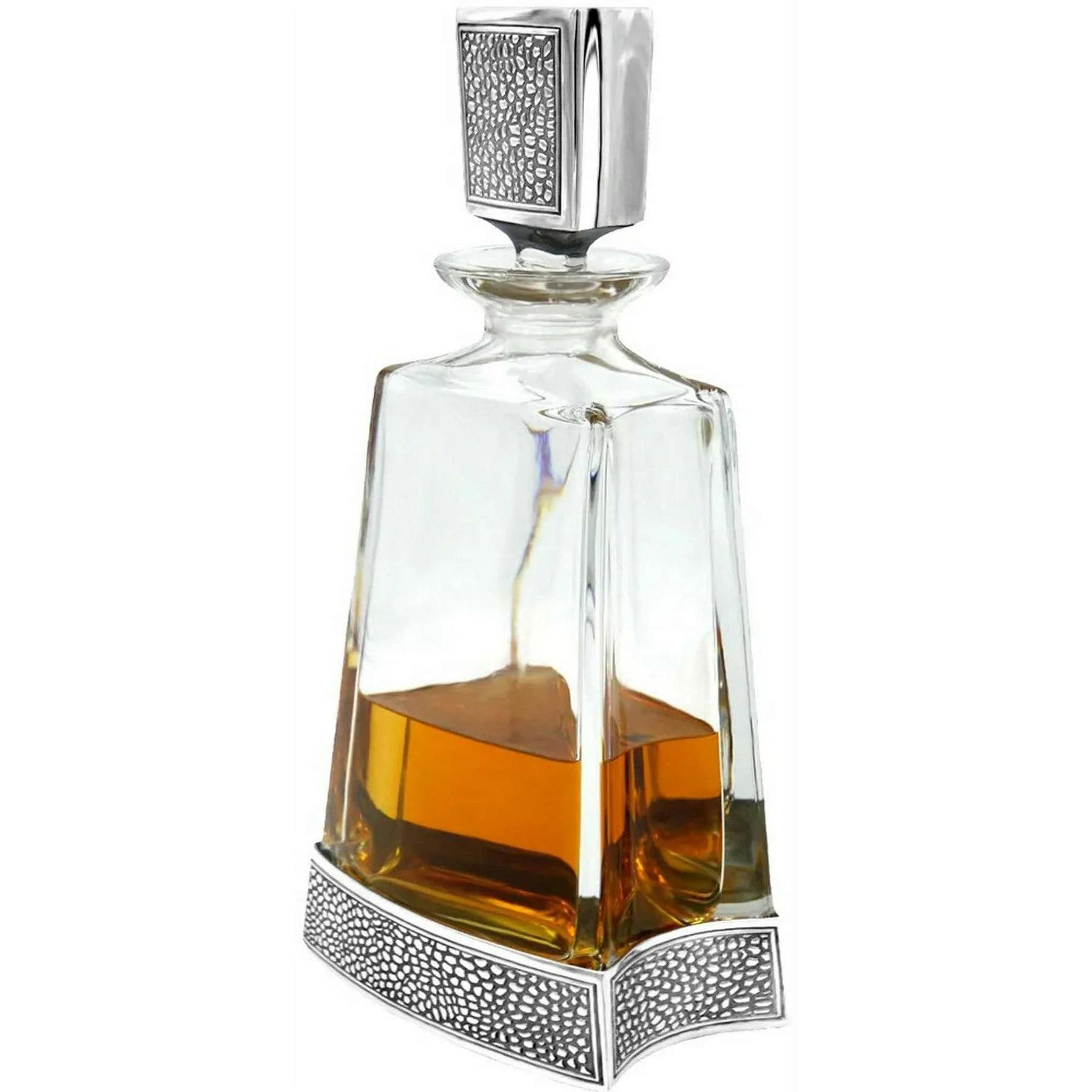 English Pewter Company 600ml Manhattan Medium Decanter - Clear/Silver - Image 2