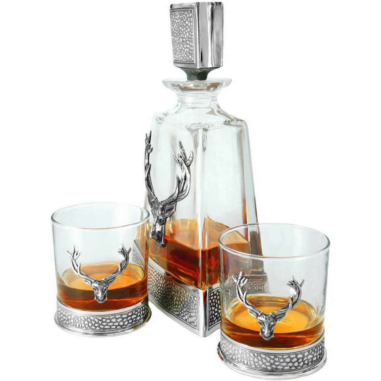 English Pewter Company 600ml Regal Stag Medium Decanter - Silver/Clear - Image 3