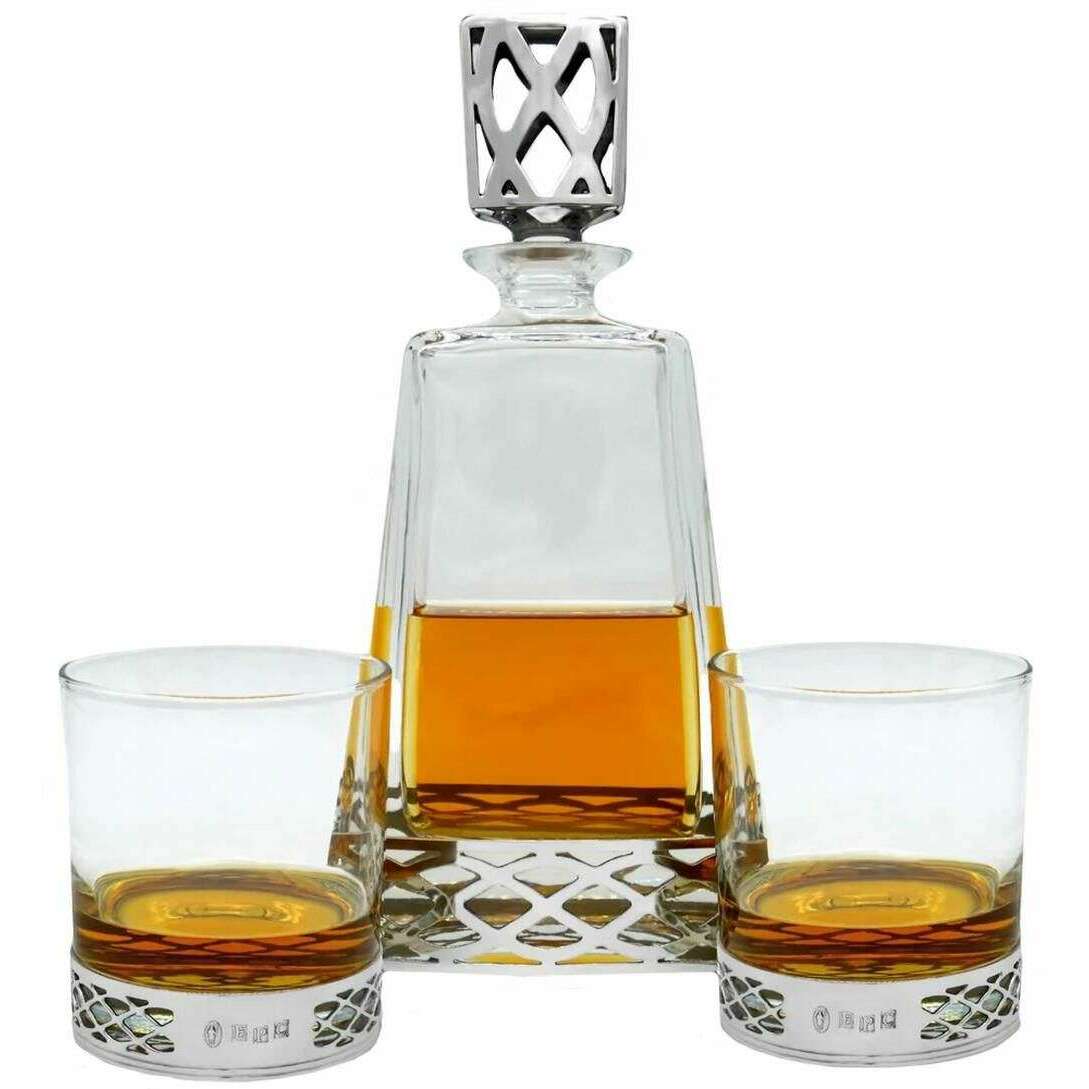 English Pewter Company 600ml Uisage Beatha Medium Decanter - Clear/Silver - Image 2