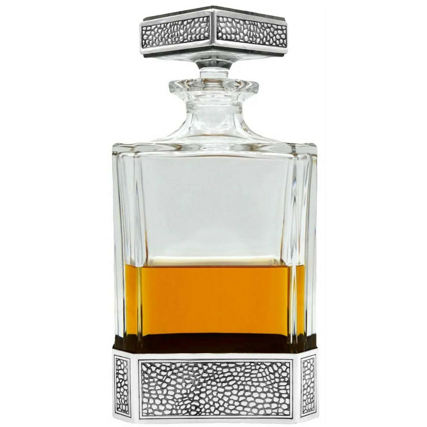 English Pewter Company 650ml Manhattan Rectangular Decanter - Clear/Silver