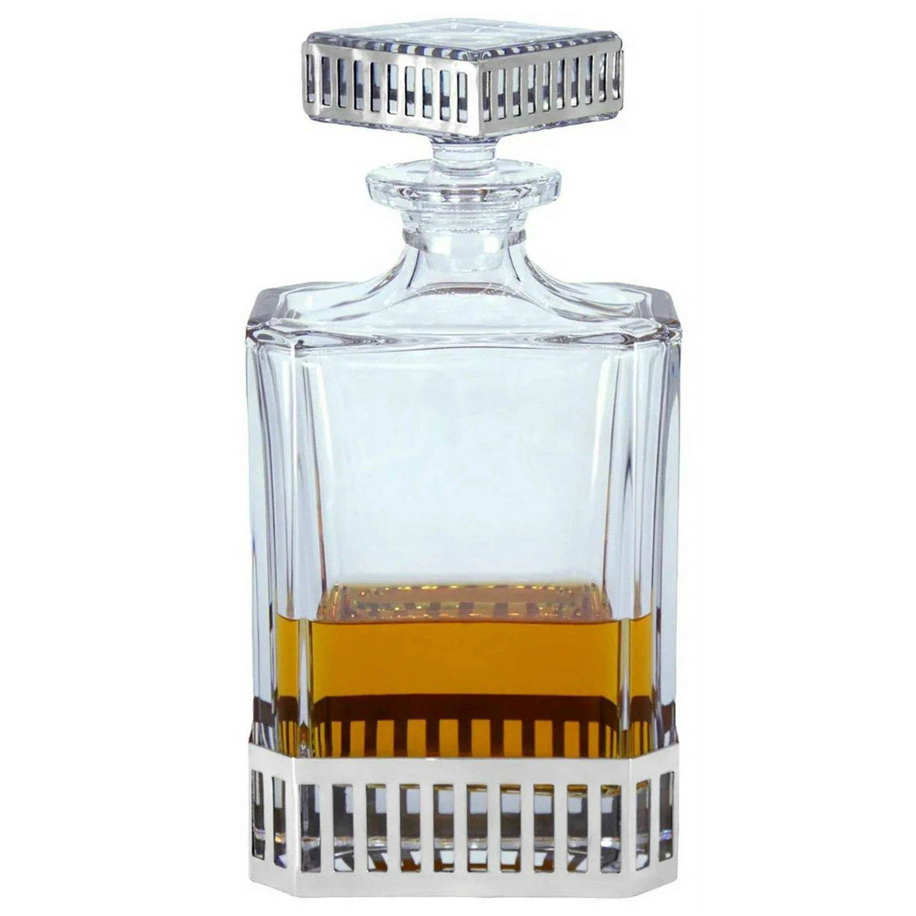 English Pewter Company 650ml Monaco Rectangular Decanter - Clear/Silver