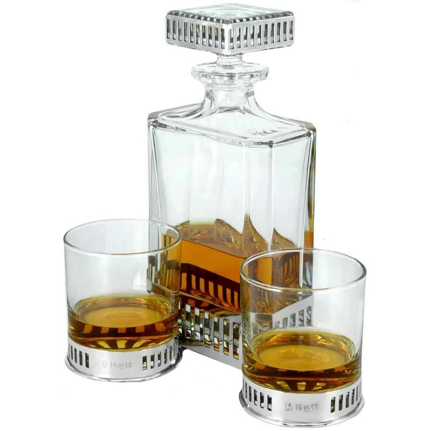 English Pewter Company 650ml Monaco Rectangular Decanter - Clear/Silver - Image 2