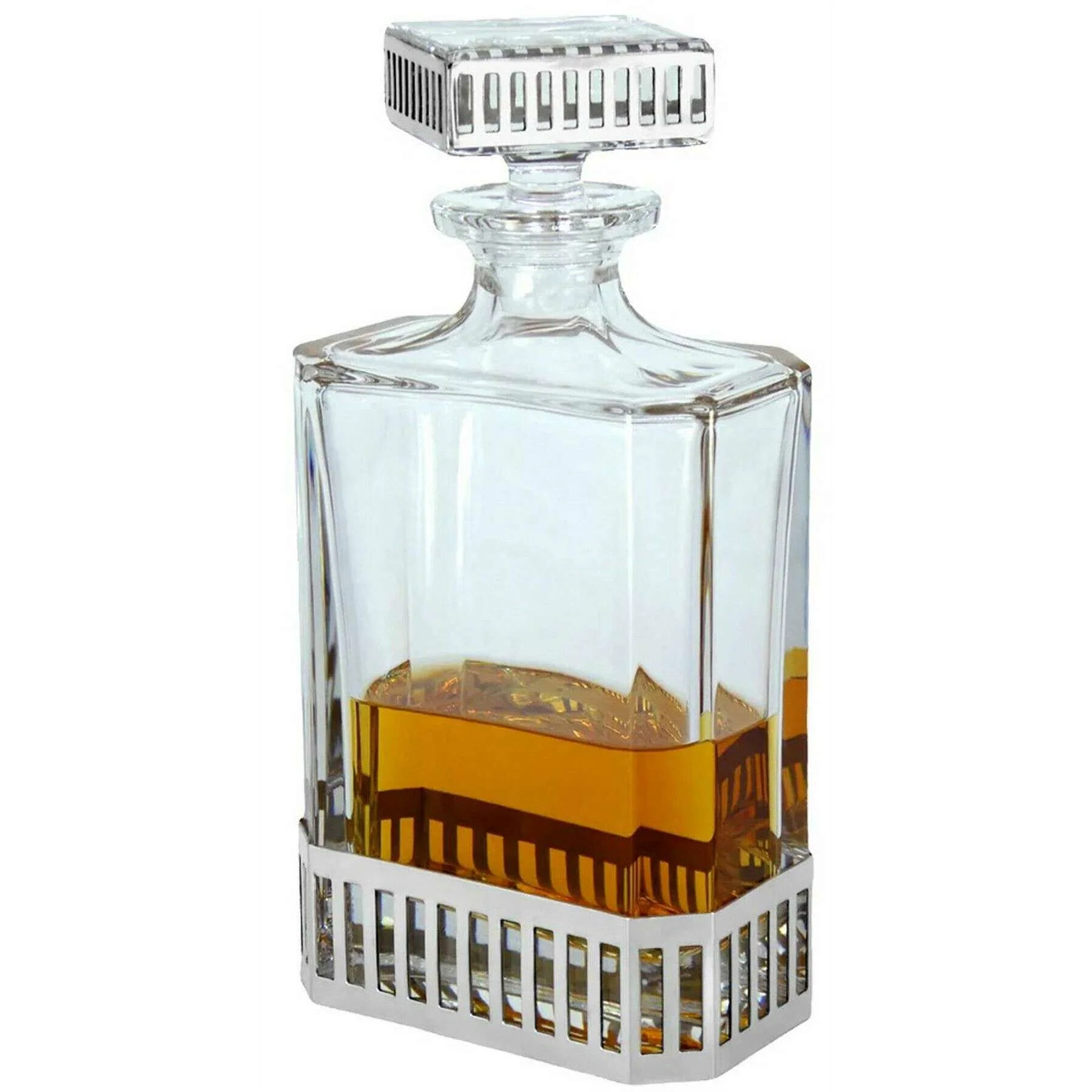English Pewter Company 650ml Monaco Rectangular Decanter - Clear/Silver - Image 3