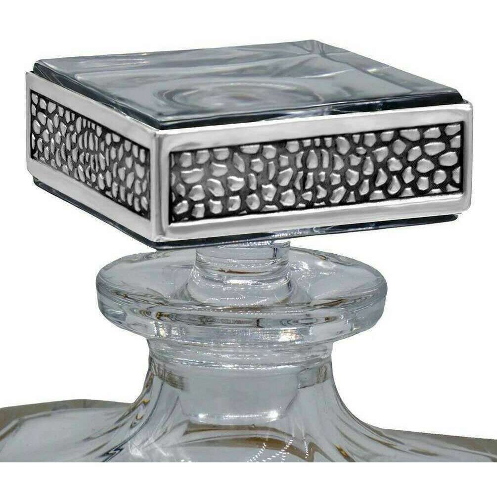 English Pewter Company 650ml Regal Stag Rectangular Decanter - Silver/Clear - Image 2