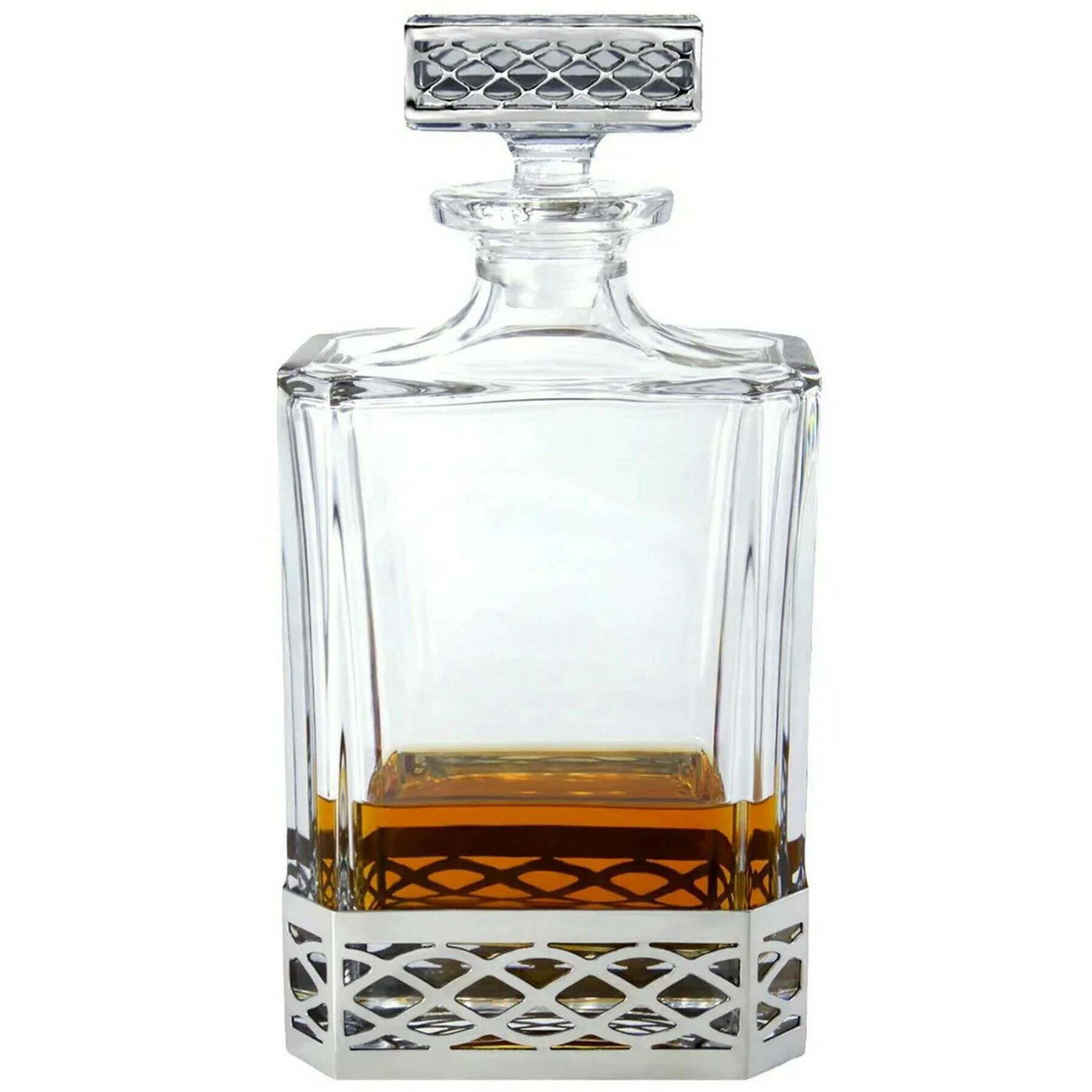 English Pewter Company 650ml Uisage Beatha Rectangular Decanter - Clear/Silver