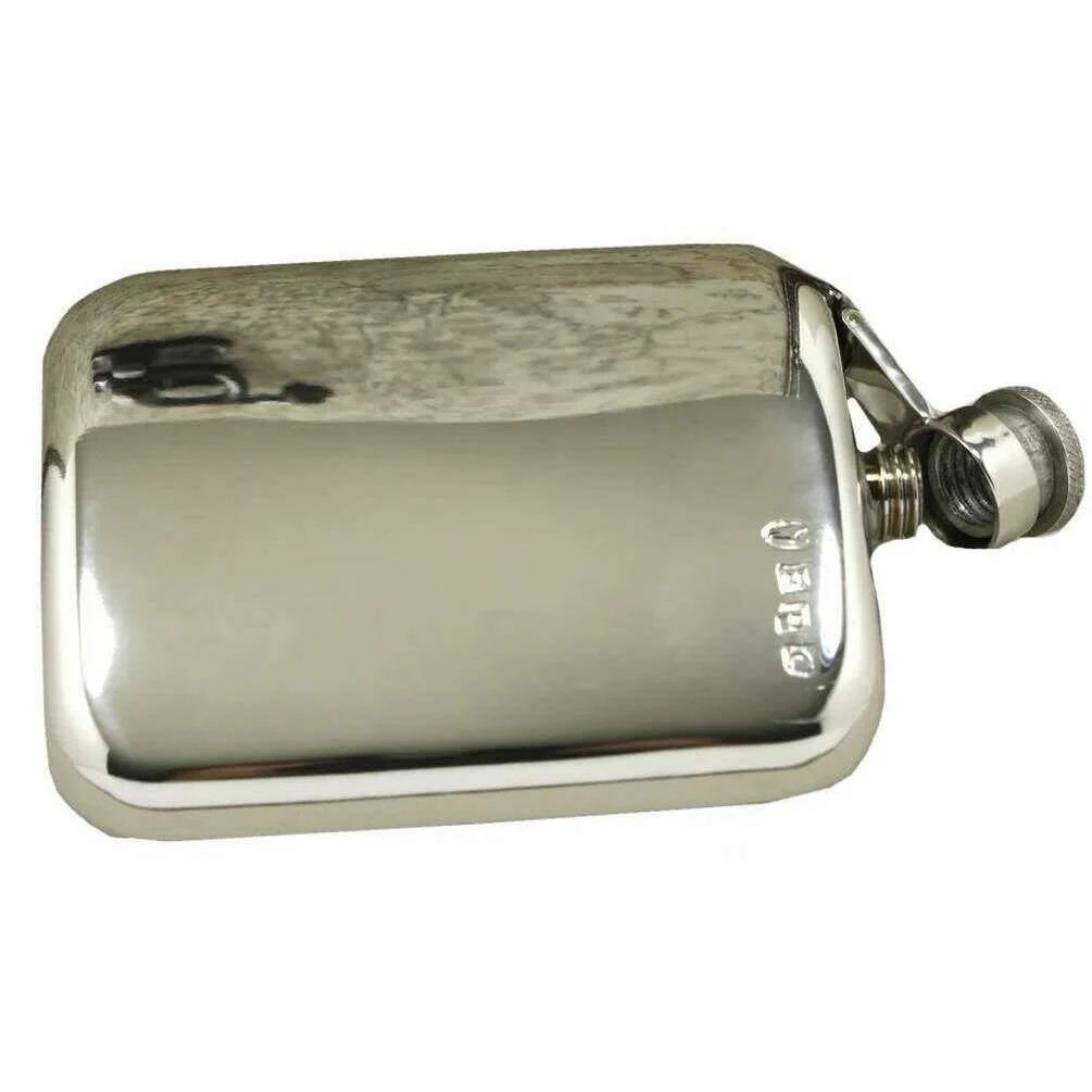 English Pewter Company 6oz Captive Top Purse Flask and Pouch - Silver/Brown - Image 3