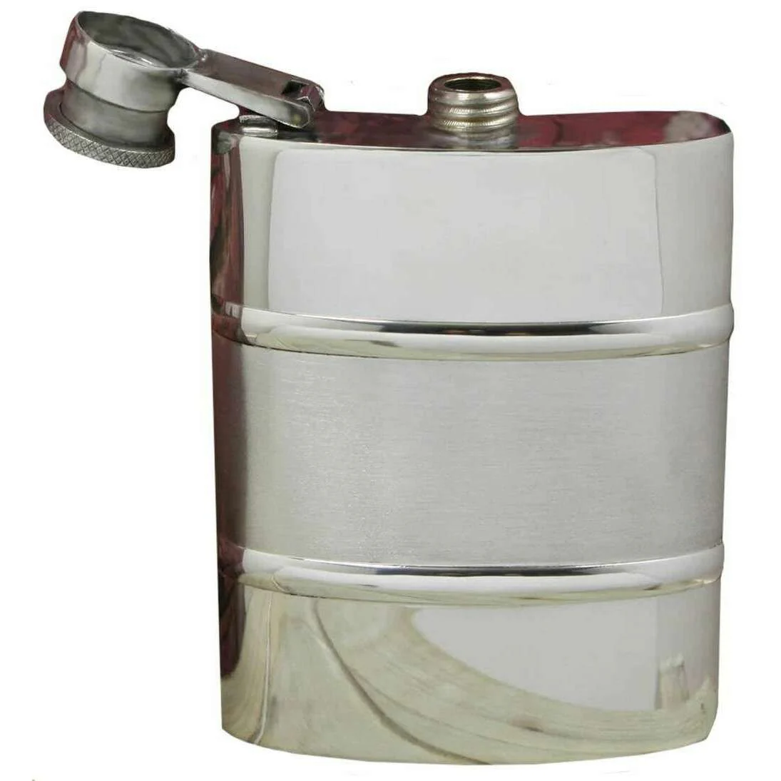 English Pewter Company 6oz Captive Top Satin Band Flask - Silver - Image 3