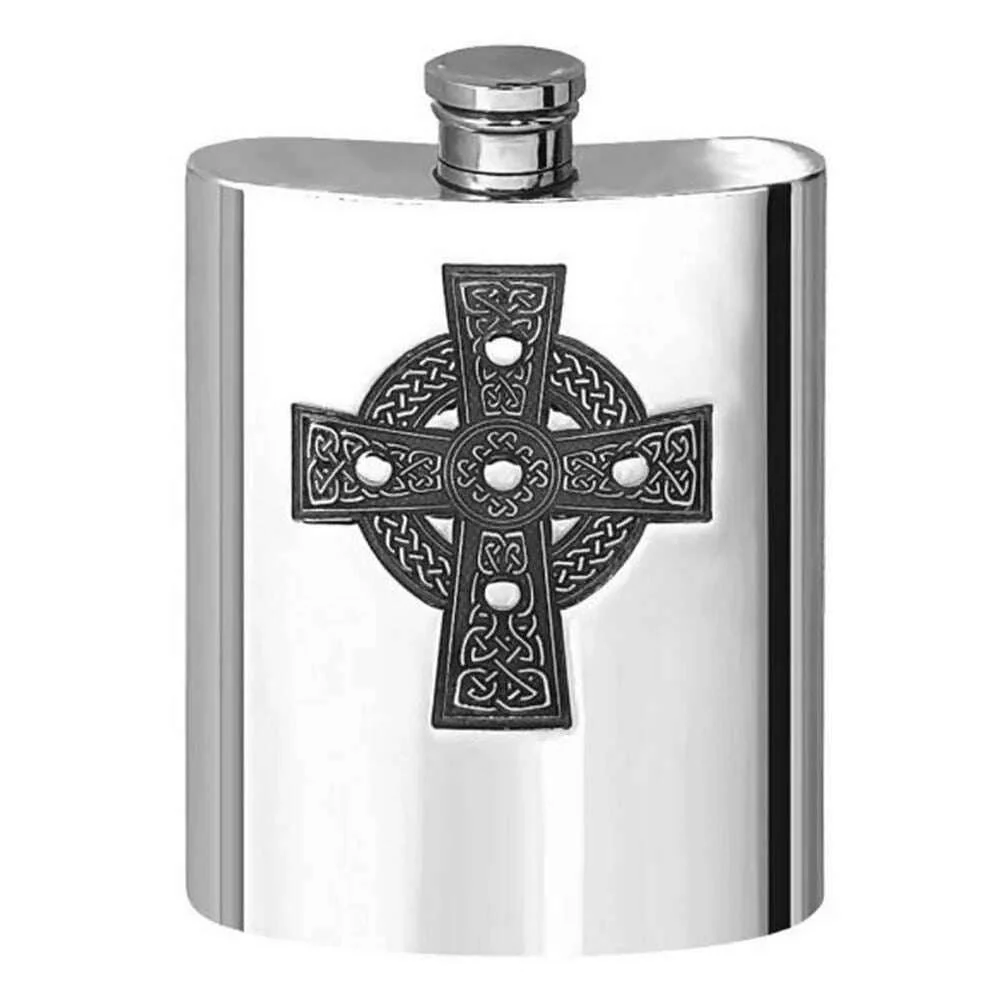 English Pewter Company 6oz Celtic Flask - Silver
