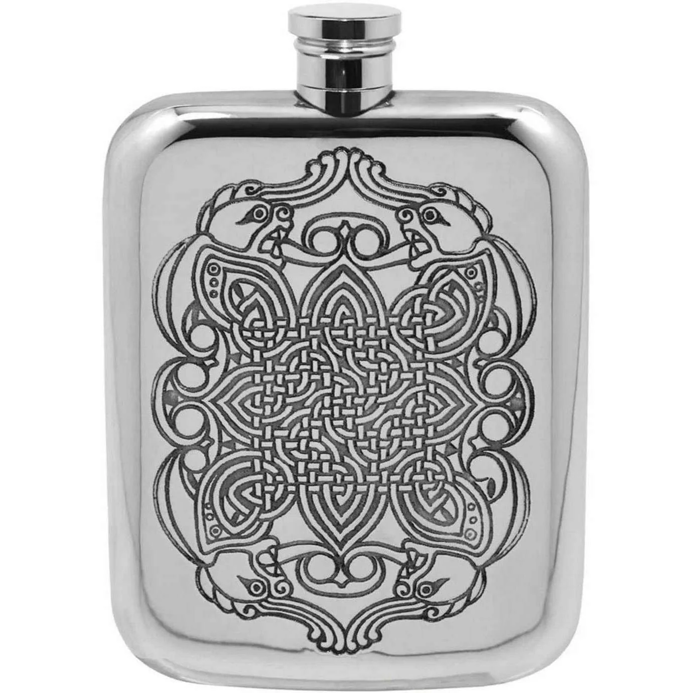 English Pewter Company 6oz Celtic Purse Flask - Silver