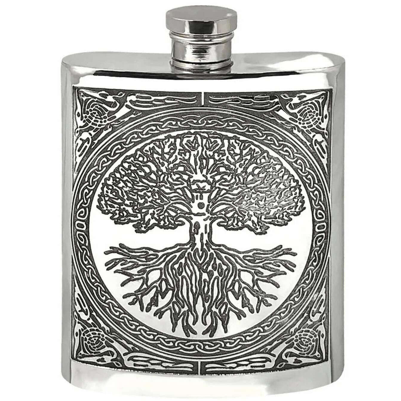 English Pewter Company 6oz Celtic Tree of Life Flask - Silver