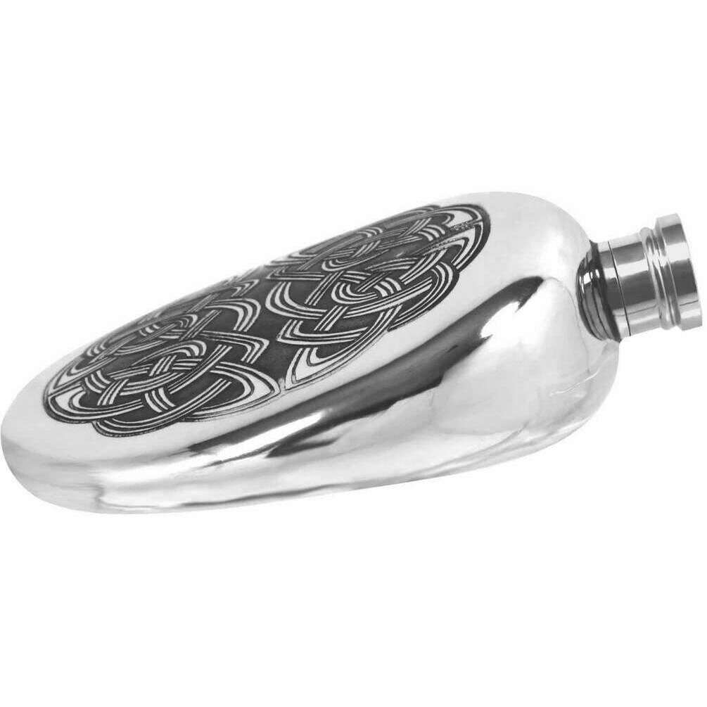 English Pewter Company 6oz Celtic Wedge Flask - Silver - Image 2