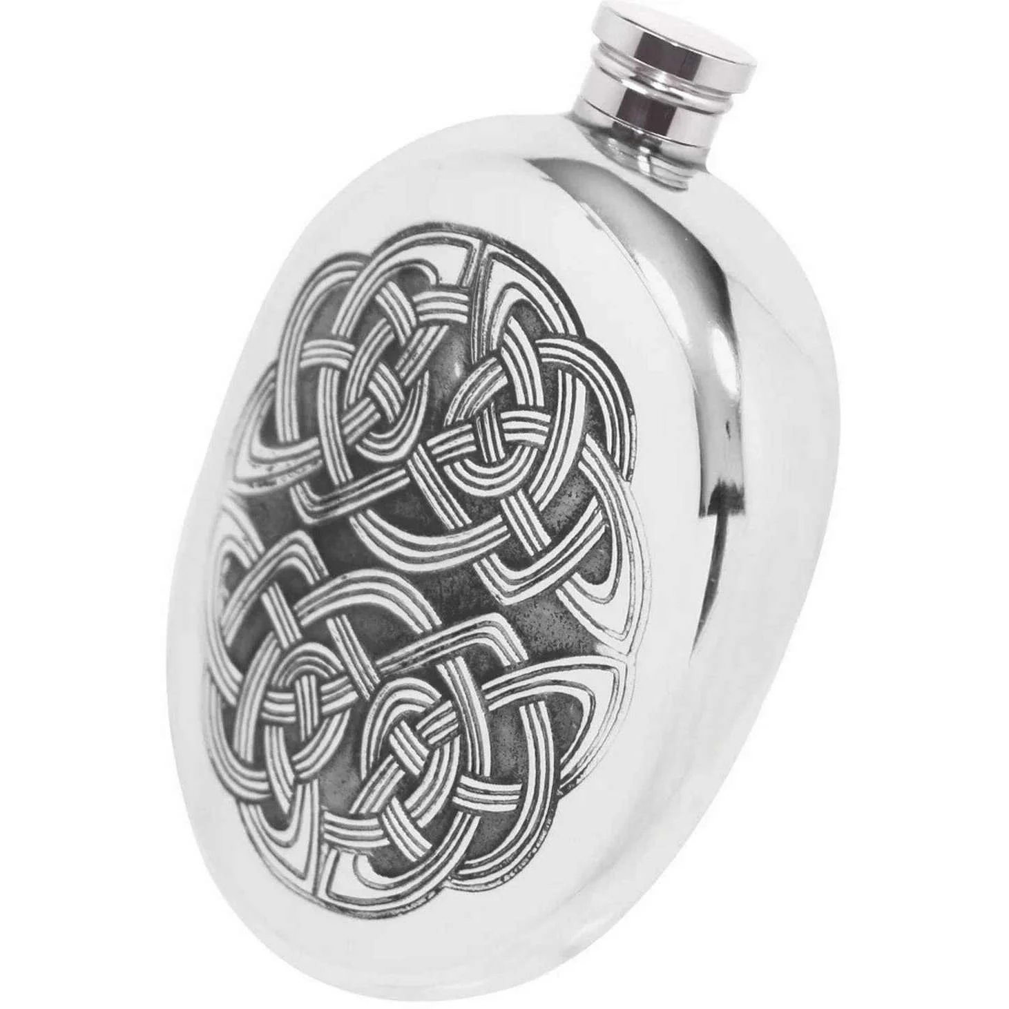 English Pewter Company 6oz Celtic Wedge Flask - Silver - Image 3