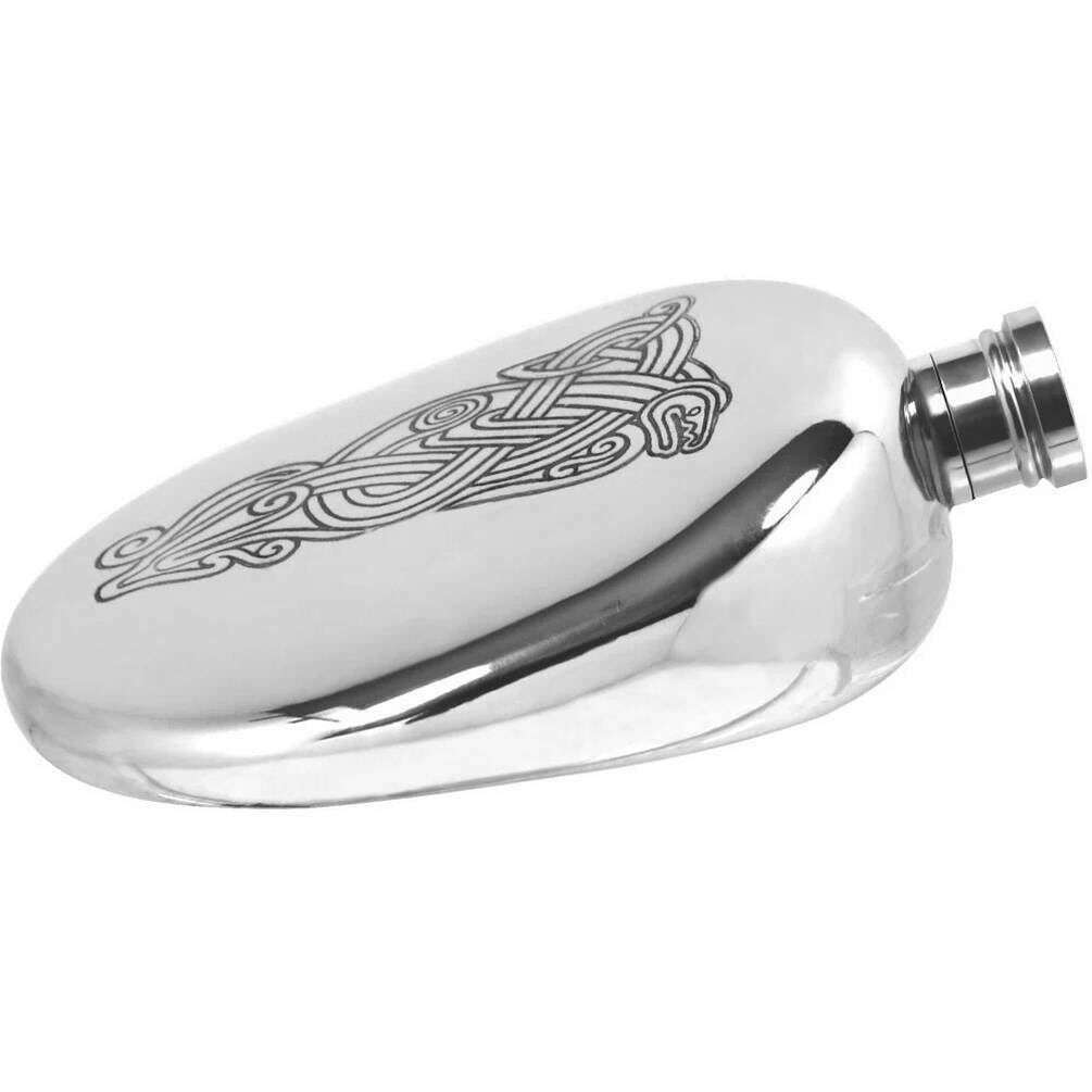English Pewter Company 6oz Celtic Wedge Flask - Silver - Image 2